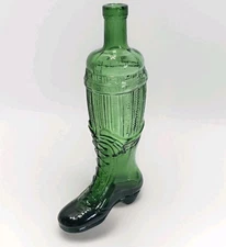 Vintage Emerald Green Glass Boot Bottle Retro Novelty Decanter Irish Holiday 12"