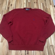 Vintage Polo Ralph Lauren Sweater Mens XL Red Knit Crewneck Preppy Pony Cotton