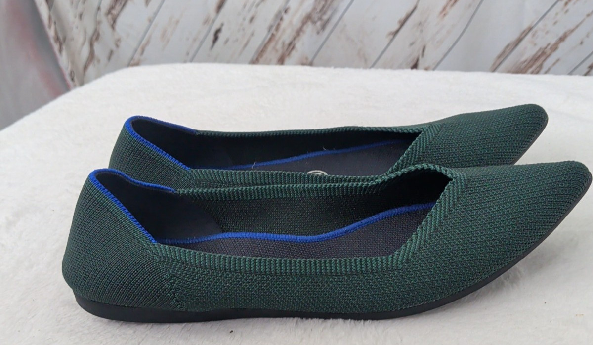 Rothy's The Point Emerald Green Python Ballet Fla… - image 7