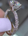 3CT Round Moissanite Solitaire Pavé Engagement Ring Real 925 Sterling Silver