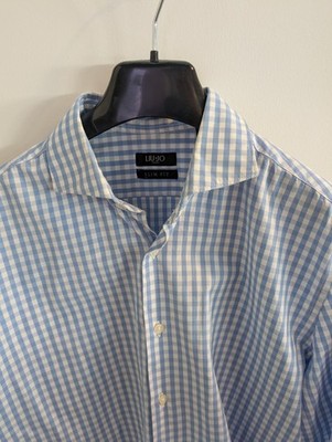 Liu Jo Hemd Gr. 41 L Slim Fit blau weiß kariert Herren Businesshemd sehr gut