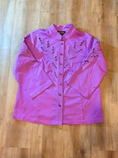 Vintage Bob Mackie Wearable Art Button Up Embroidered Jacket Purple Size M