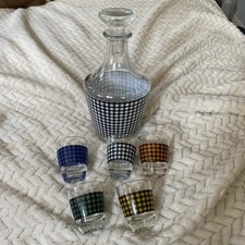 Vintage karafka do zębów psa z pięcioma kieliszkami