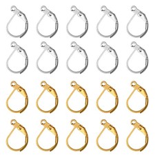 TOAOB 200pcs French Earring Hooks Leverback Ear Wire 15x10mm, Gold/Silver