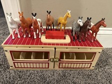 Melissa  Doug Take A Long Show Horse Wooden Stable Barn With Stalls  8 Horses