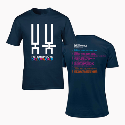 2 Sides Pet Shop Boys Dreamworld 2023 European Tour Shirt Navy S 