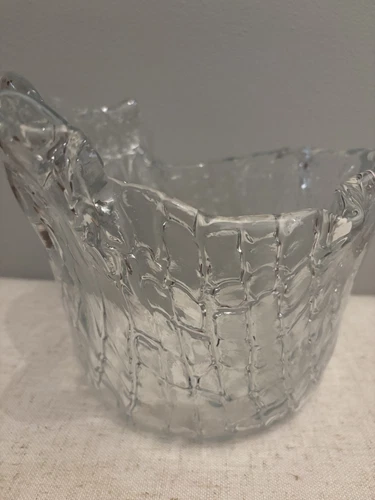BLENKO Don Shepherd ABSTRACT Clear Folded Glass ICE BUCKET Reptile