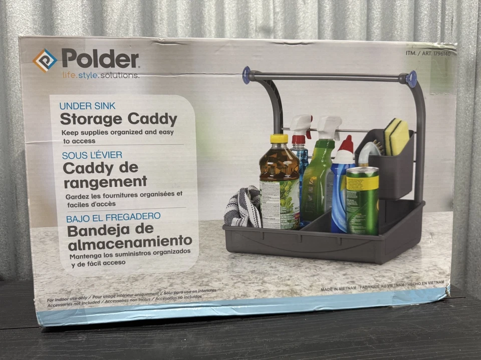 Carrito de almacenamiento de pólder debajo del fregadero gris 15 lb de capacidad caja de herramientas clásica hogar jardín Foto 2 de 4