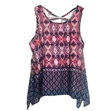 Navy and pink boho tank size small
