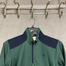 Ariat Pullover Women Size S Blue Green Striped 1/4 Zip Nylon Patches Lightweight