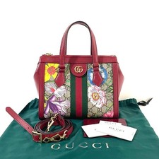GUCCI Ophidia GG Supreme Flora Tote Schultertasche PVC bordeaux mit Staubbeutel