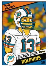 Dan Marino Homer's Heroes Simpsons 1984 Rookie Custom Trading Card Dolphins