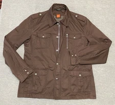 Hugo Boss Jacket Mens Large 42 R Brown Chore Field Utility Military Coat Cargo L
