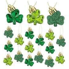 36Pcs St. Patrick's Day Shamrocks Ornament Set for Small Tree Decorations Good