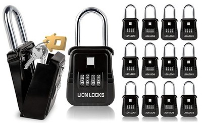Lion Locks 1500 Key Lock Box with Code, Lockbox for Keys Outdoor, Realtor Lock