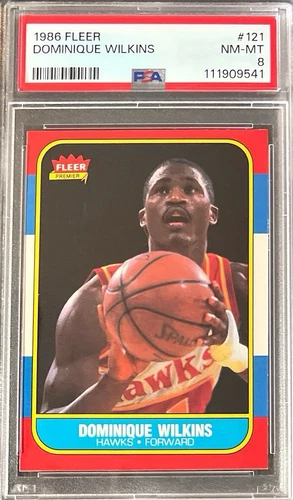 1986 Fleer Basketball- #121 Dominique Wilkins - PSA 8 (Fresh Grade)