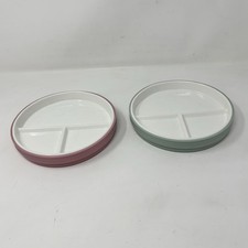 ELK  FRIENDS Set Of 2 Plates Porcelain Silicone Slvs Divided Toddler No Plastic