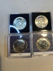 Lot Of Two Kennedy Half Dollars 40% Silver And Two Franklin Half Dollars 90%.