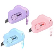 3-Pack Cloud-Shaped Retractable Box Cutters with Key Rings