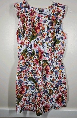 City Streets Floral Ruffle Sun Dress 100% Cotton Sz Large Large