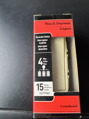 Pass & Seymour Legrand 4-Way Decorator Rocker Switch 15A 120/277V Ivory