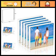 Acrylic Picture Frame 4x6 - Clear Double-Sided Magnetic Desktop Display, 5 Pack