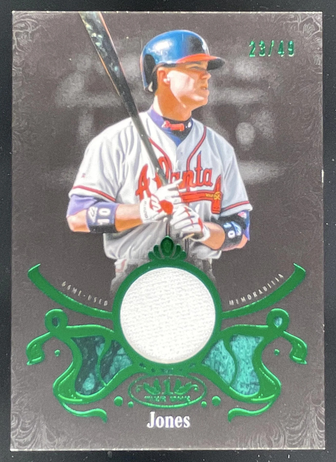 2026 Topps Tier One Shadow Relic Green Foil #SR-CJ Chipper Jones /49