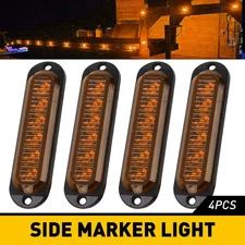 4x Side 6LED Marker Light RV Van Truck Trailer Clearance Lamp Super Bright Amber