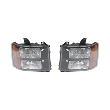 Fit For 07-14 Gmc Sierra 1500 2500hd 3500hd Headlights Headlamps Black Amber