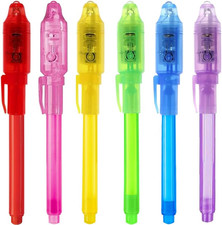 6 Pack Upgraded Invisible Ink Spy Pen with UV Light Magic Marker, for Secret Mes
