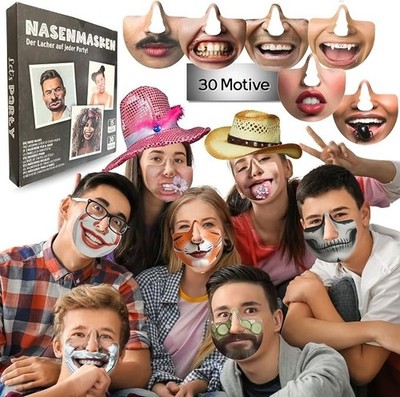 30 Motive lustige Nasenmasken für Fotobox, Hochzeit, JGA & Geburtstag   Maske al