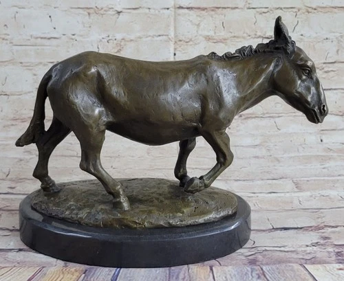 Vintage Cast Metal/Bronze Donkey/Burro Figurine~Great Detail~Home Decor Sale NR