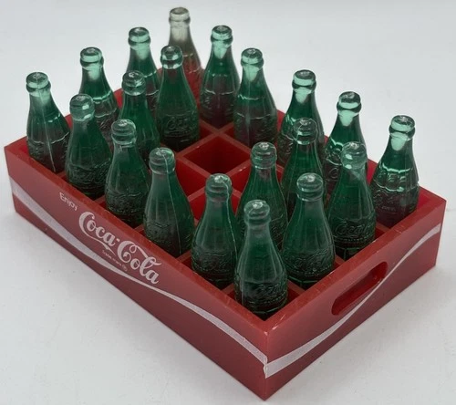VINTAGE OLD MINIATURE RED CASE OF COCA COLA COKE PLASTIC BOTTLES