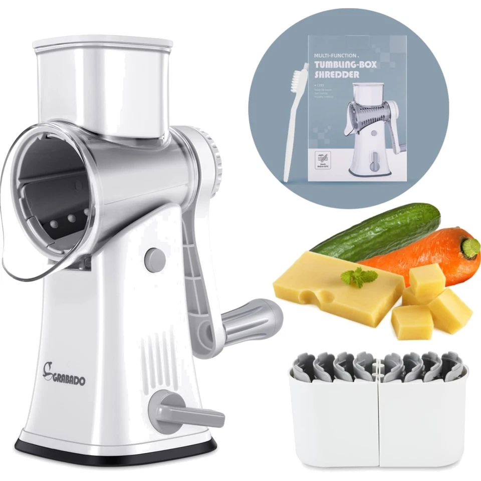 Käsereibe Gemüseschneider 4 Edelstahl Klingen, Schneidegerät, manueller Schäl...