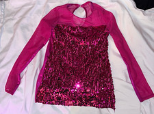 Weissman Pink Sequin Mesh Long Sleeve Dance Costume Top Style 16344