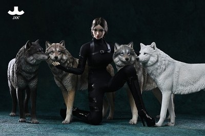 JXK 1/6 Arctic Wolf Model Canis Lupus Arctos Figure Wild Animal Collector Decor