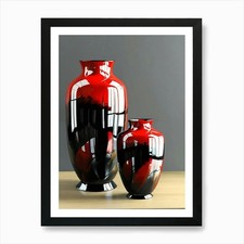 Red And Black Vases 1 Art Print Framed Wall Art Poster Canvas Print Picture