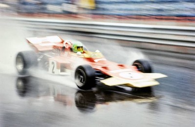 Reine Wisell Lotus 72C Ford at a wet Monaco Monaco GP at Circuit d- Old Photo 4