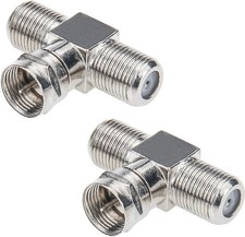 Coaxial Cable Splitter, TV Splitter 2 in 1 Out 2-Pack F Type 2 Pack, Silver