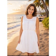 Lane Bryant dress Sleeveless Gauze Dress with Crochet Lace Sz 18/20 cottagecore