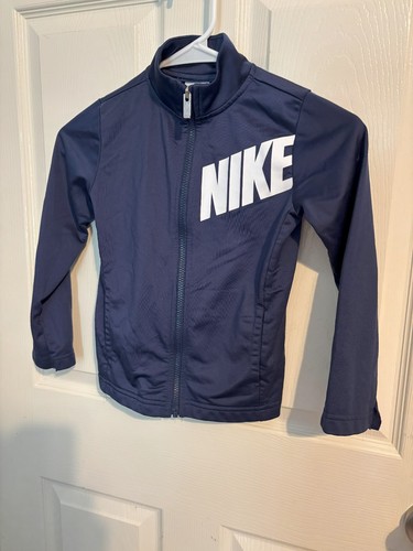Nike Kids Track Jacket Full Zip Navy Blue White Logo Size 5 Youth Small 110–116c