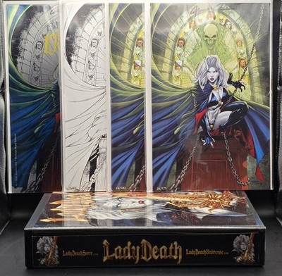 Lady Death 25th Anniv Spawn Campbell Homage by  Marat Mychaels 4 Book Set W/Case