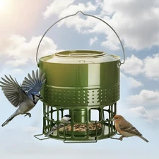 Solution4Patio Bird Feeder, 10LB Powder Coated Metal Wild Birdfeeder with 32 ...