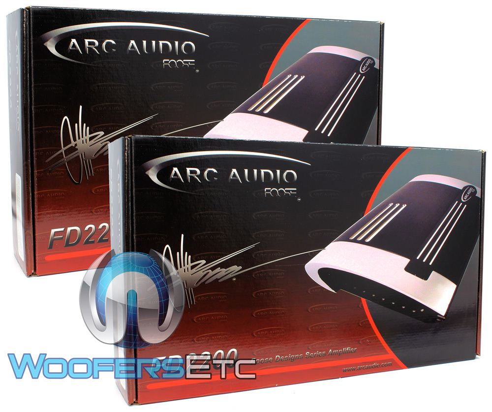 PAIR ARC AUDIO FD2200 2 CHANNEL 370 WATT RMS AMPS X2 = 740W RMS 4