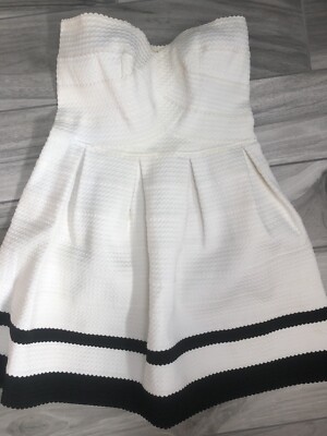 Womens Strapless Mini Dress Juniors SANS SOUCI Dress Fit Flare White Black  sz S | eBay