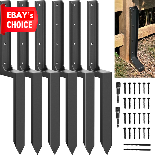 Thicker Fence Post Repair Kit 4x4 6x6 Wood Posts 3mm Black 6-Pack Heavy Duty - Picture 8 of 12
