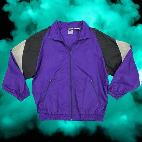 VINTAGE 90er Eastbay Windbreaker Laufjacke ADULT SMALL lila schwarz *MÄNGEL* - Bild 22 von 23