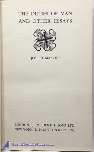 The Duties of Man & Other Essays of MAZZINI NF Everyman's Library HC/G DJ 89079 - Picture 2 of 3