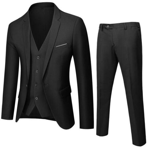 Men's Business Casual Formal Dress Groom Suit 3PCS Blazer Jacket Vest Pants Sets - Picture 40 of 41