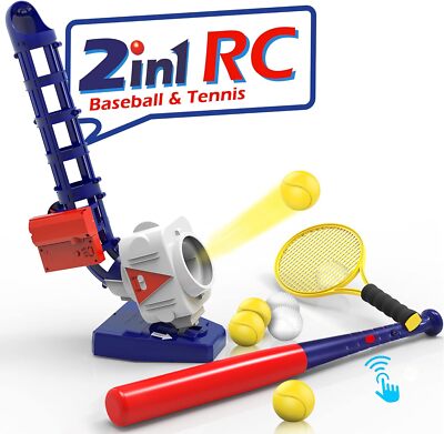 2 in 1 RC Baseball & Tennis Pitching Machine, Automatic Pitcher Ball Launcher